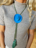 rahya designs || cowboy hat bolo ocean blue with olive & peacock blue