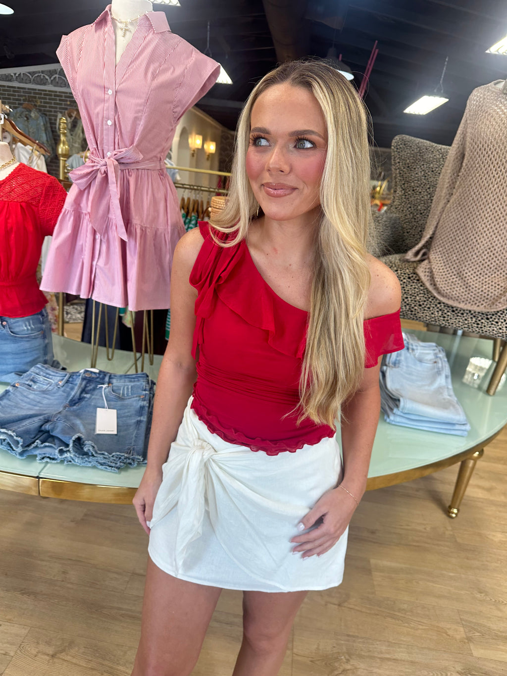 z supply lorna linen mini skirt in white