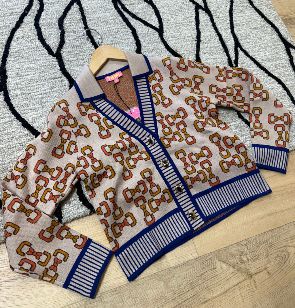 luxe bow cardigan in tan