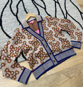 luxe bow cardigan in tan