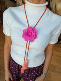 rahya designs || lotus flower bolo flamingo pink with solar orange & peach
