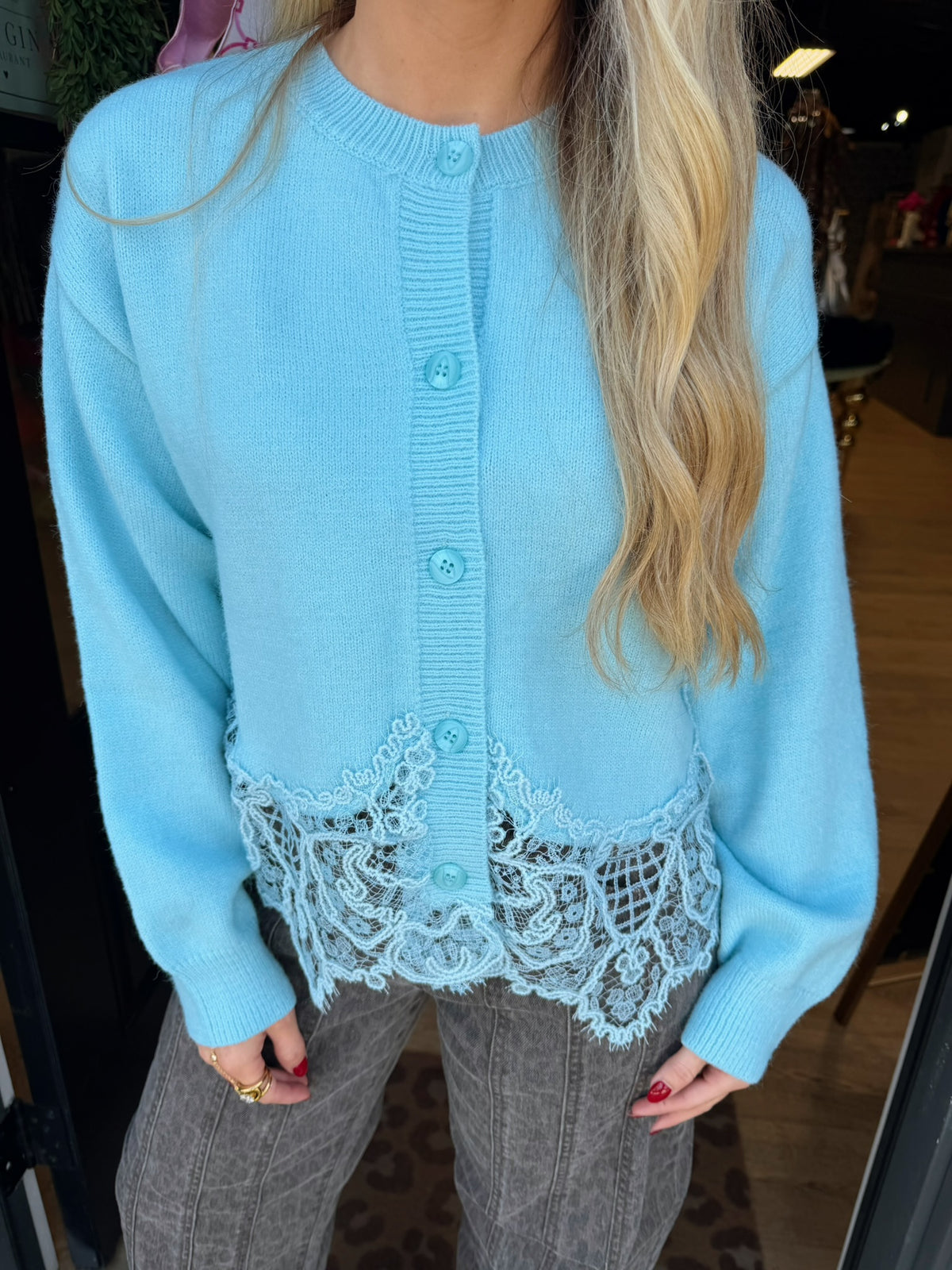 angelica sweater cardigan in light blue