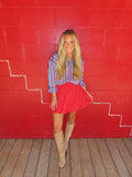 karlie solid smock bubble skort in red