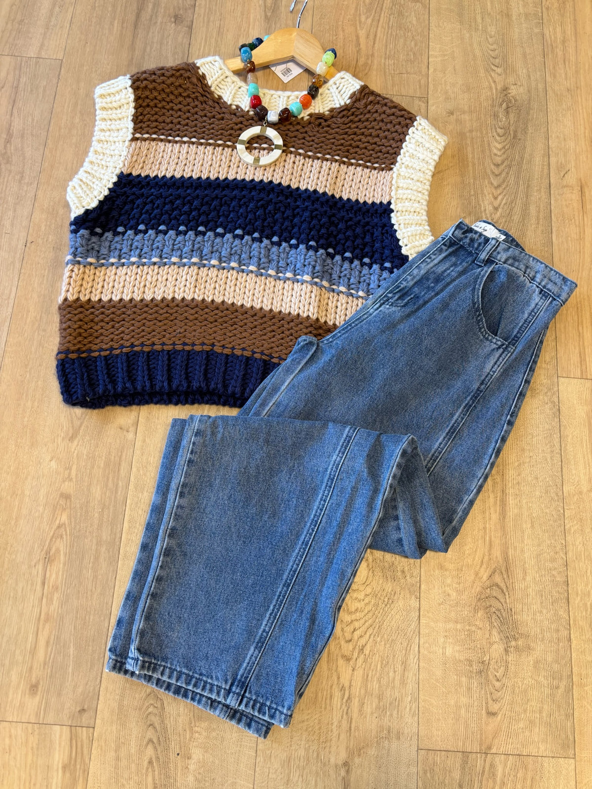 sadie and sage bookmark stripe sweater vest in multi