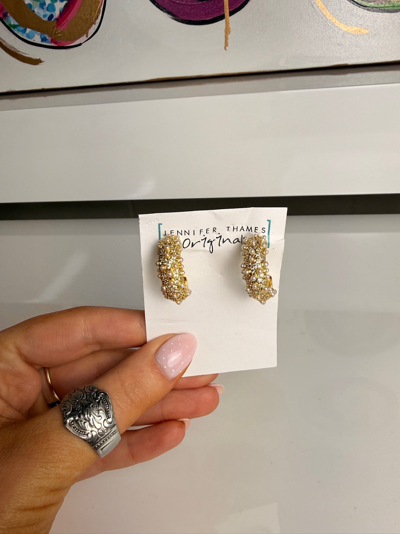 jennifer thames pearl and diamond small hoop