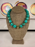 jennifer thames chunky beaded necklace in turquoise