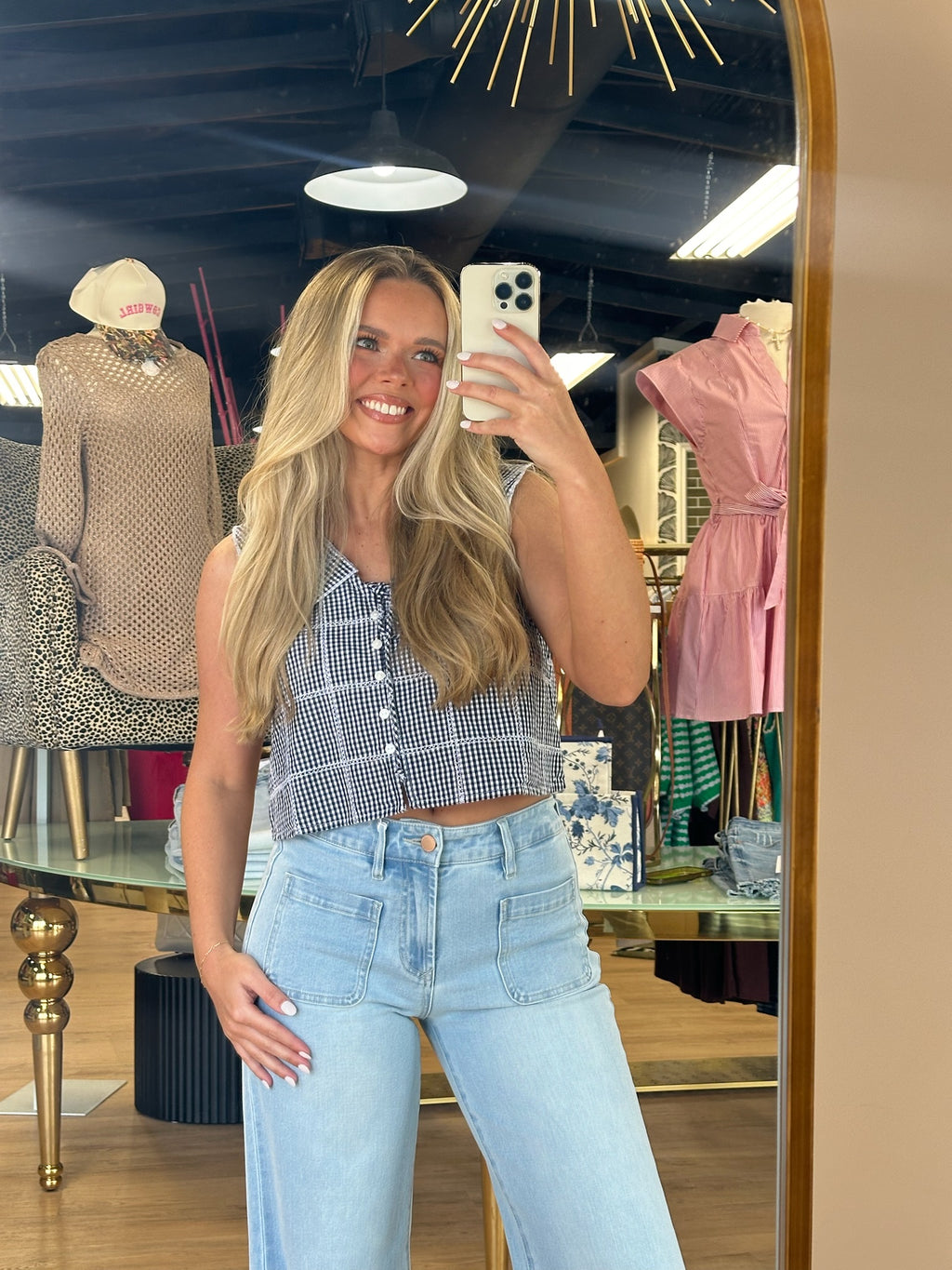 free people waiting for me top in navy combo