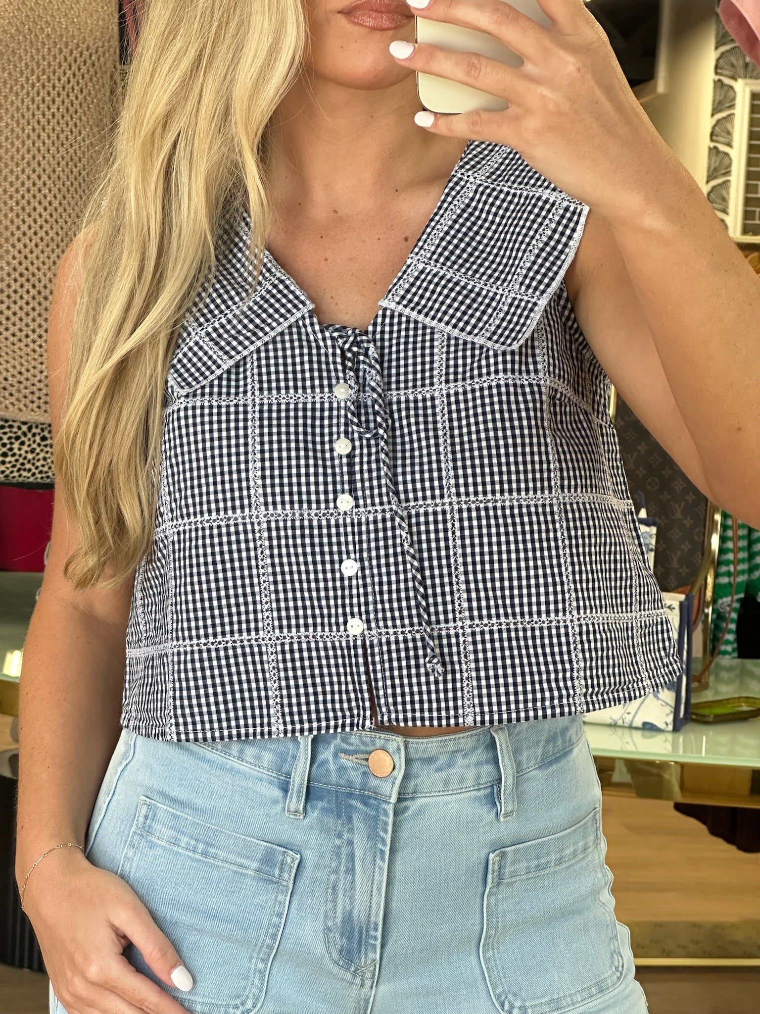free people waiting for me top in navy combo