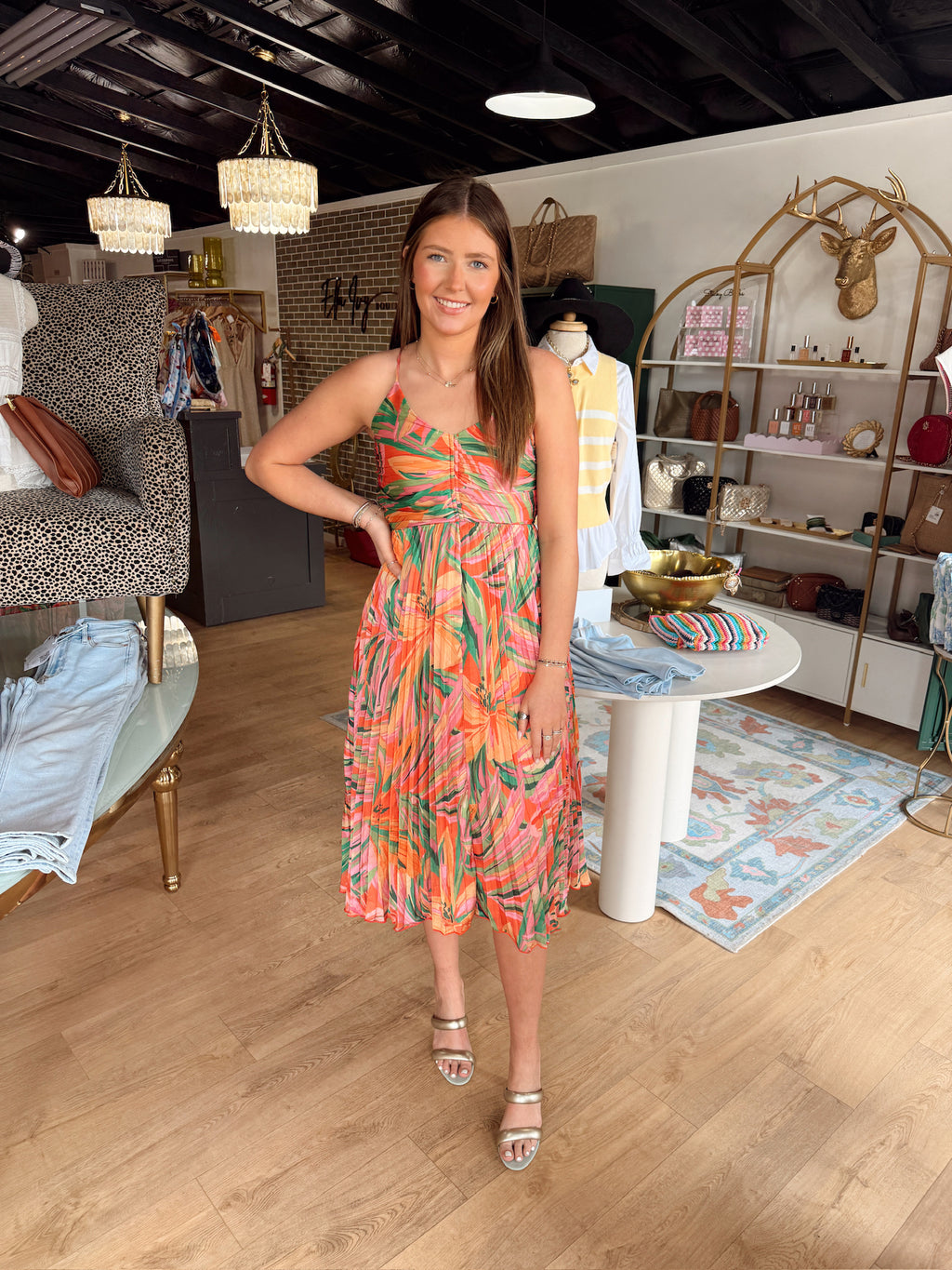 sadie and sage sunset ridge pleated midi dress
