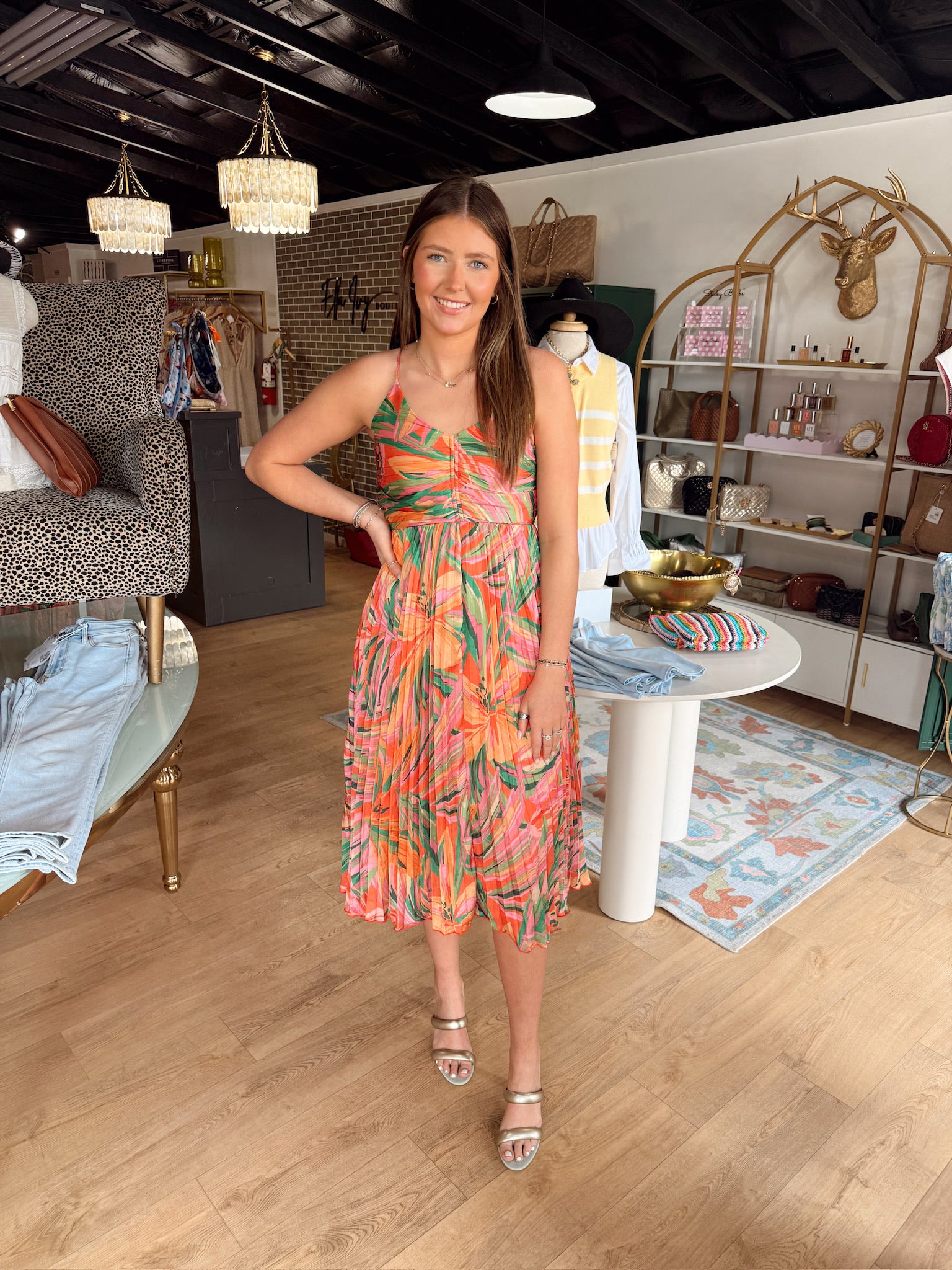 sadie and sage sunset ridge pleated midi dress