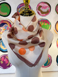 Multi Dot Print Bandana Scarf, Brown Multi