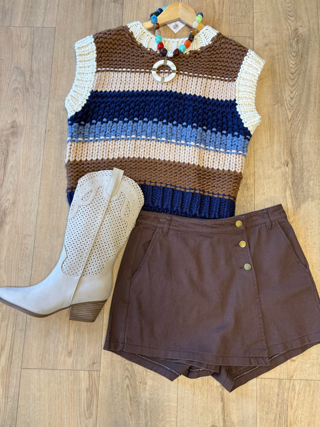 sadie and sage bookmark stripe sweater vest in multi