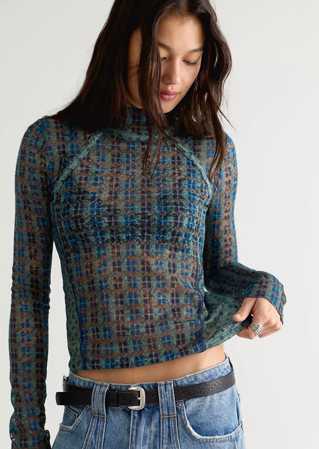 free people lyric long sleeve in navy combo