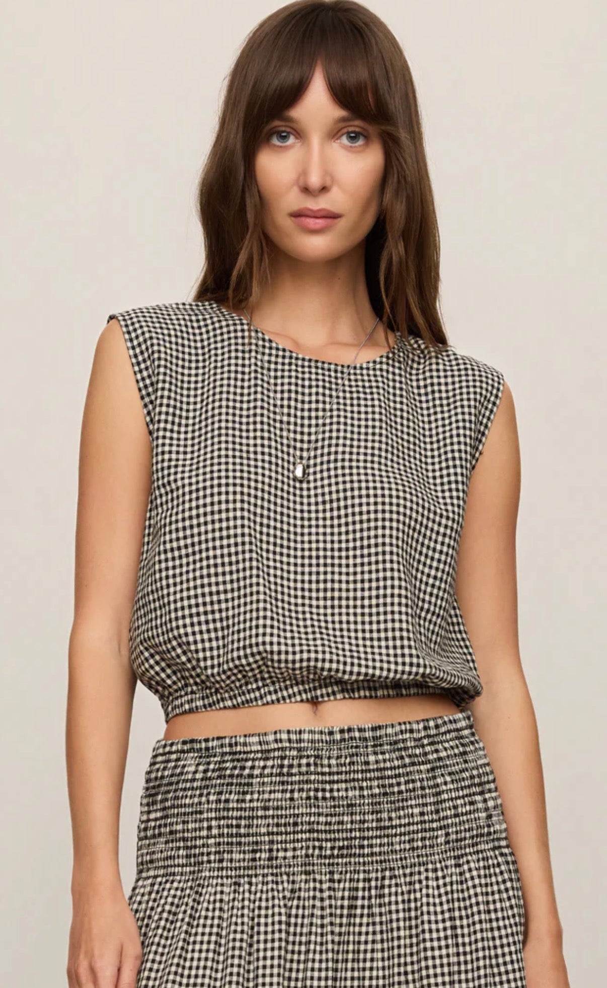 z supply merit gingham top in black
