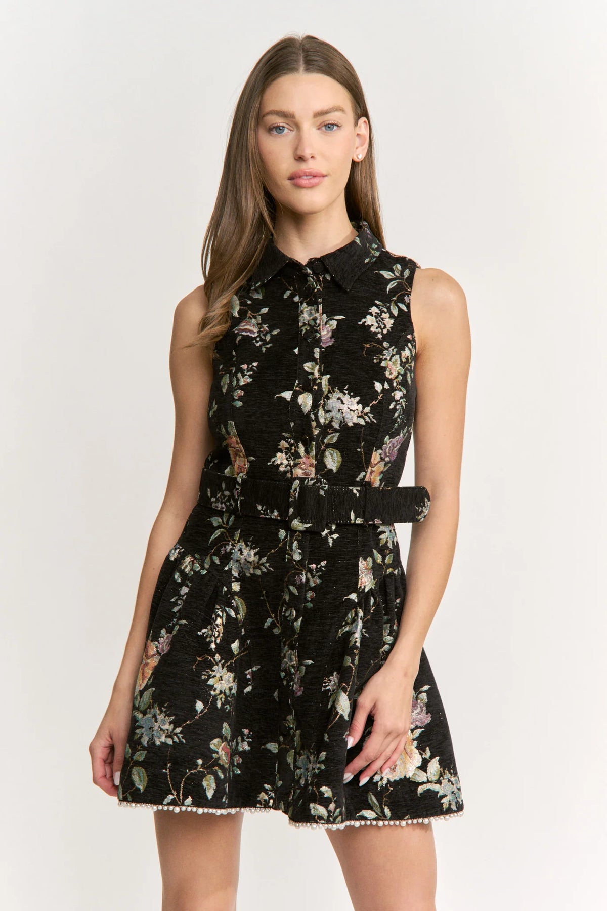 en saison jasmine mini shirt dress in black