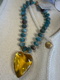 jennifer thames western heart necklace in turquoise