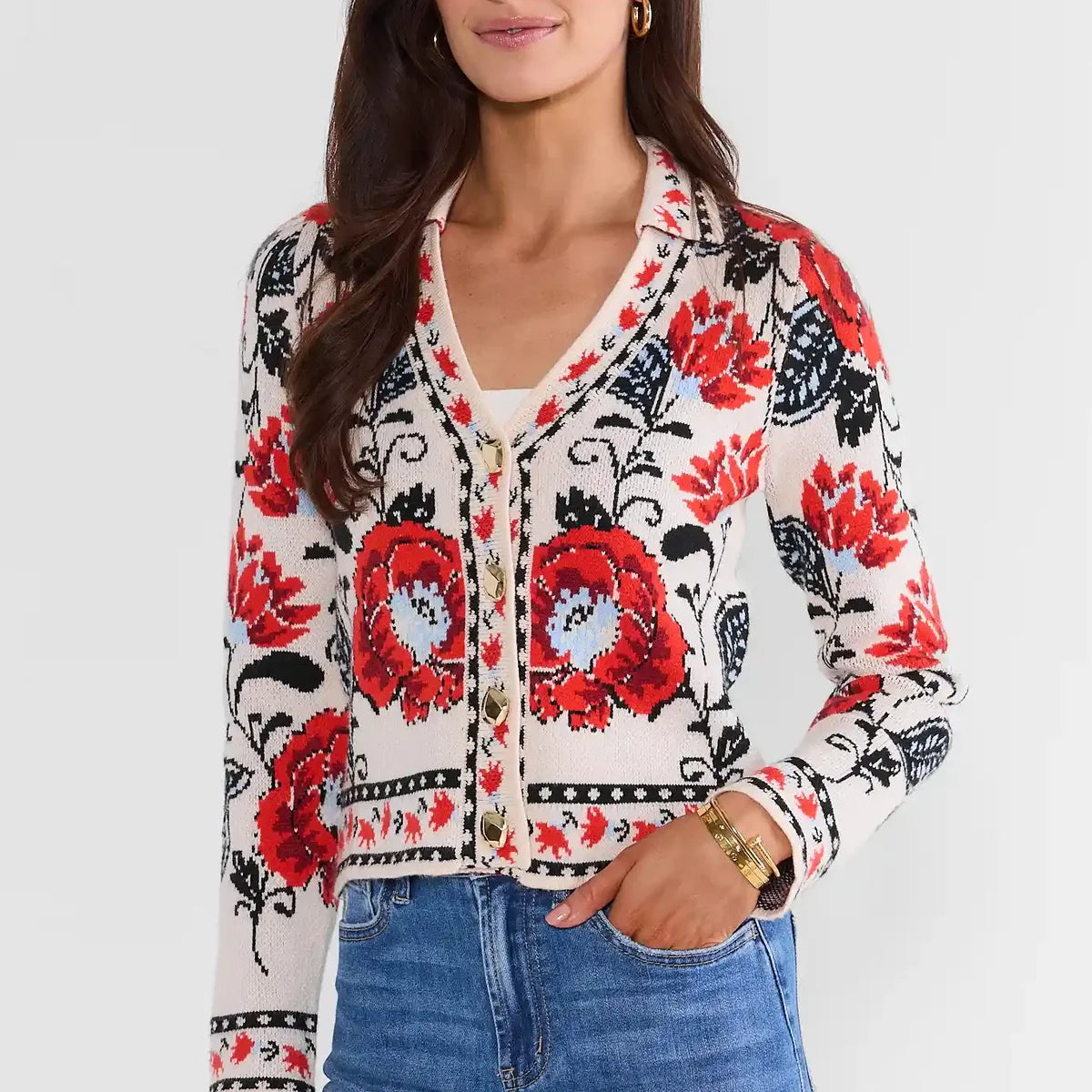 thml long sleeve pattern knitted cardigan