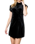 thml high neck short sleeve dress in black