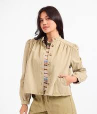sadie and sage wildhearted buttoned jacket in olive green