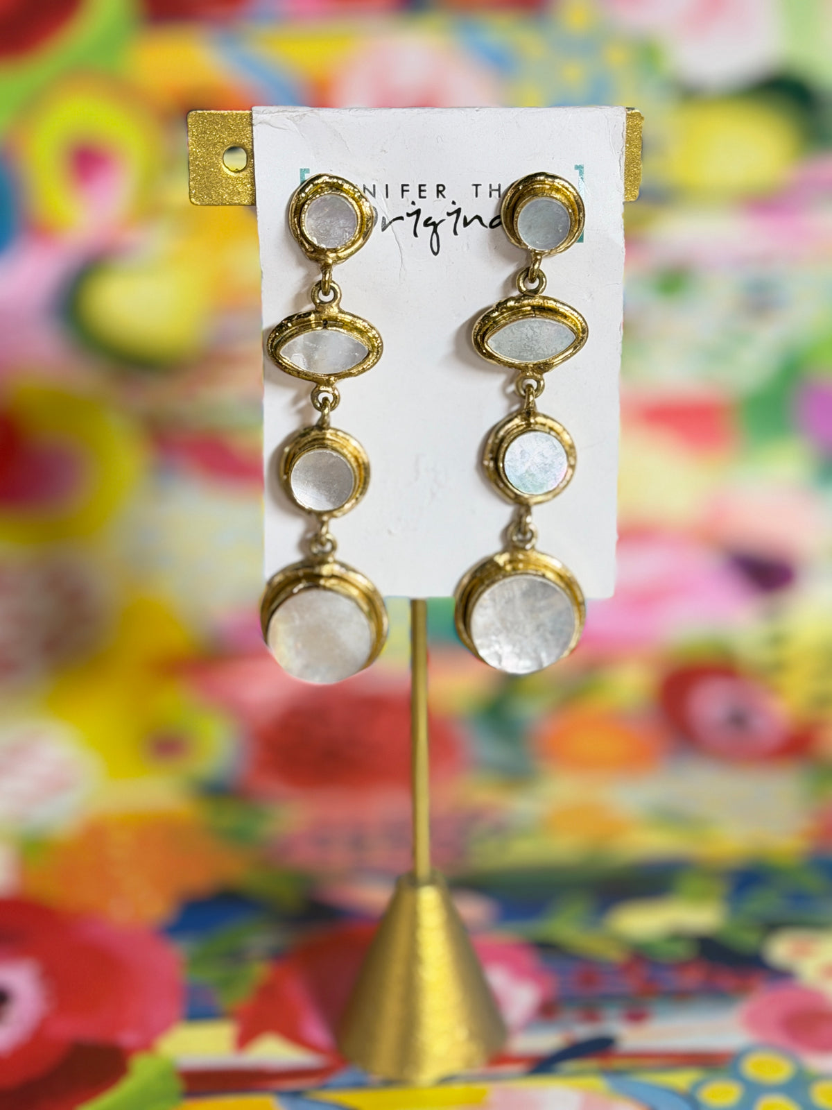 Jennifer Thames Pearl Geo Earrings