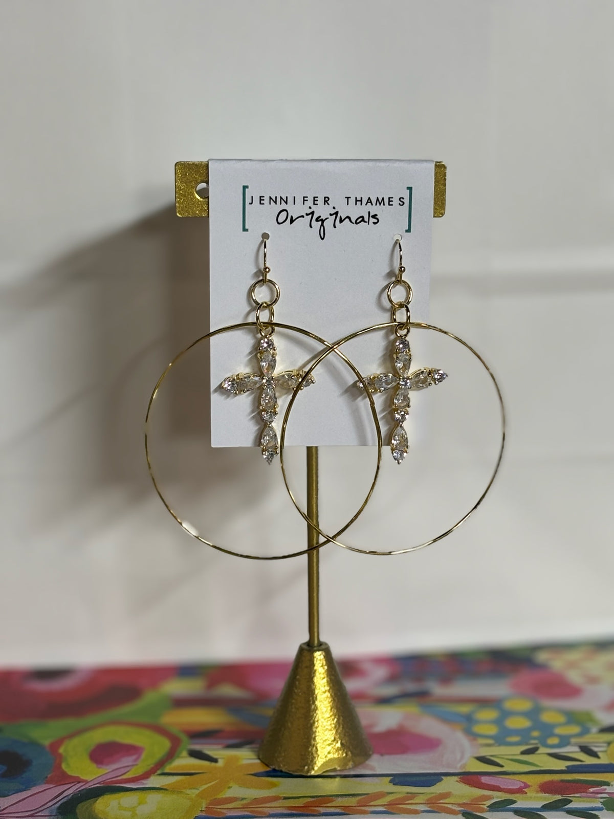 Jennifer Thames Cross Sparkles Earrings
