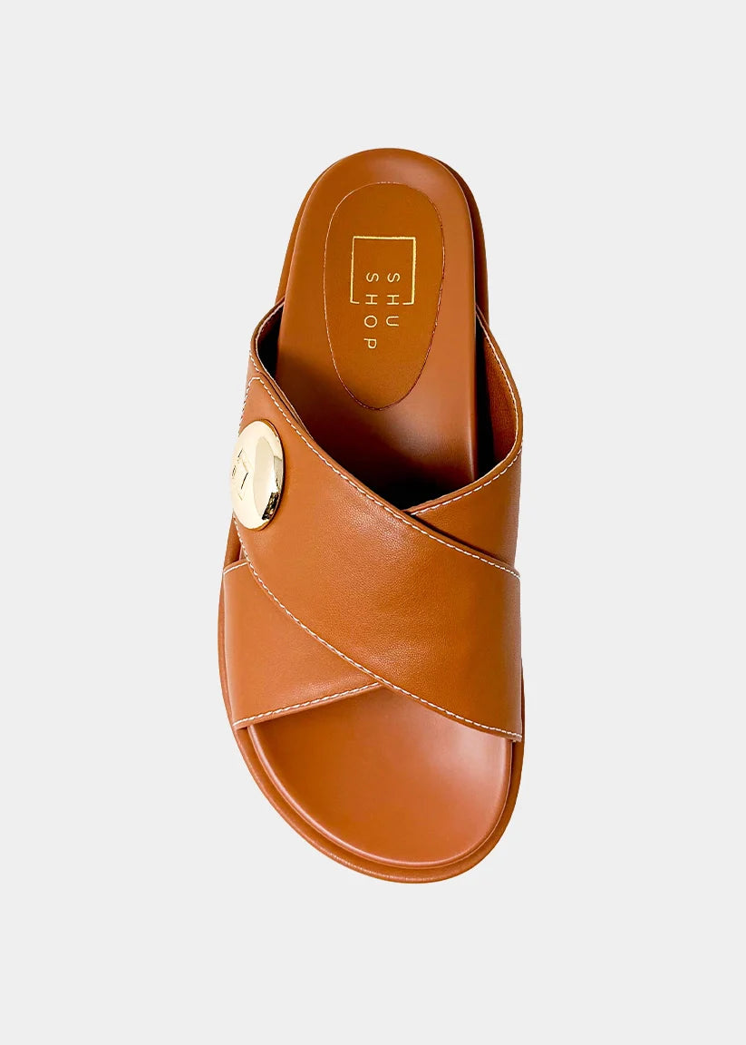 shu shop katie platform slide in camel