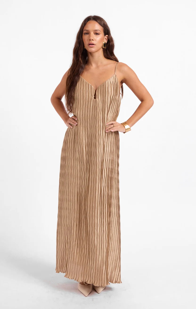 sage the label city daze slip dress in taupe