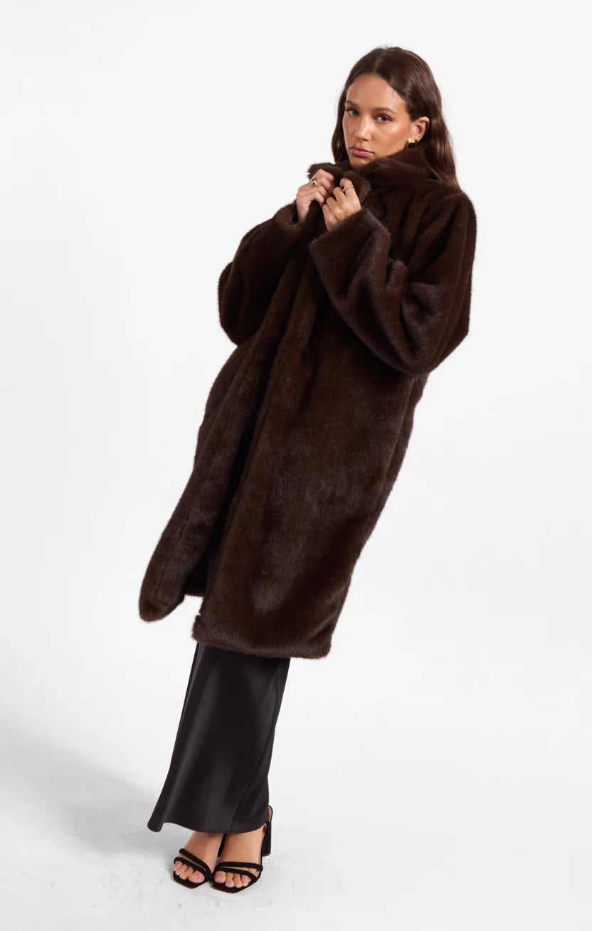 sage the label shyloh fur coat in oak