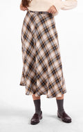 sage the label cambridge midi skirt in navy plaid
