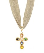 Cross Mesh Fabric Necklace, Multi