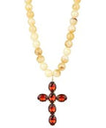 Glass Stone Cross Bead Necklace