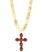 Glass Stone Cross Bead Necklace