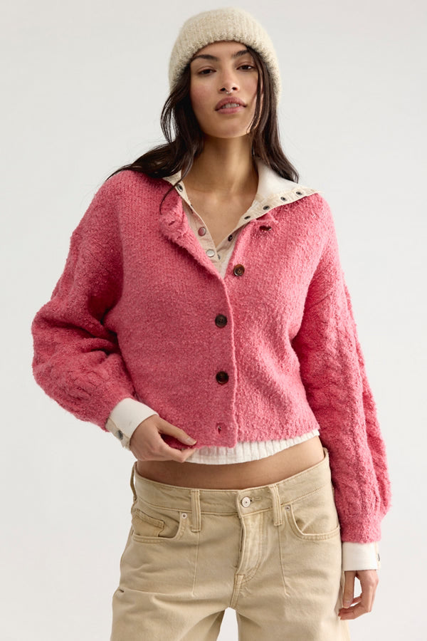 free people thistle cardigan in vintage rose