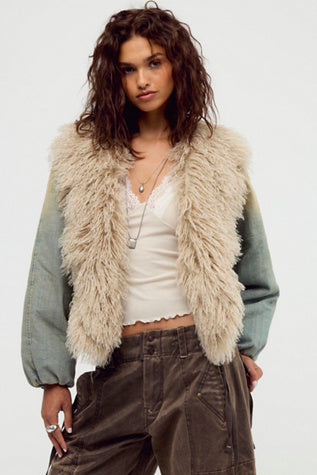 free people waterloo denim jacket in sea breeze