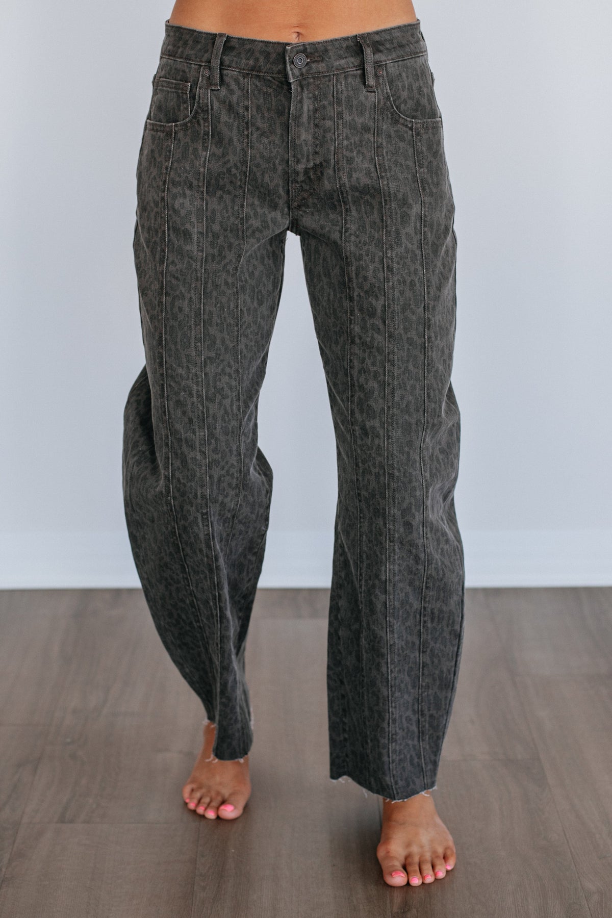 hidden sammie barrel jean in brown cheetah