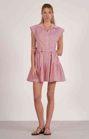 elan striped cap sleeve in red stripe