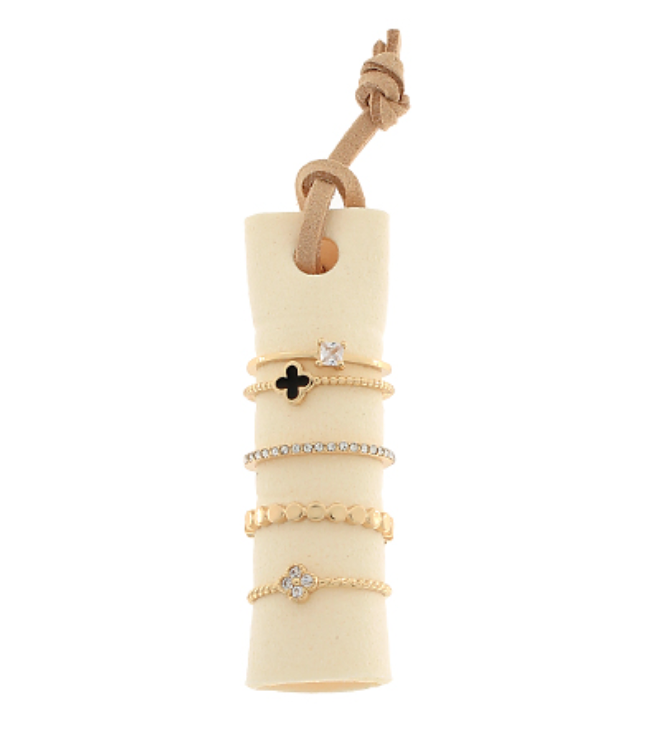 Clover Multi Style 5 Pcs Ring Set