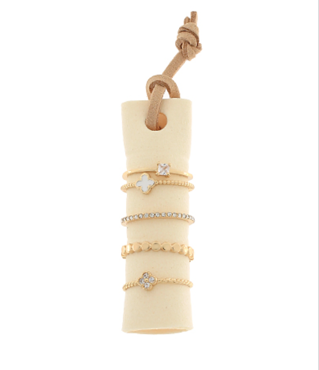 Clover Multi Style 5 Pcs Ring Set