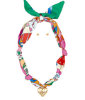 Scarf & Bold Heart Charm Necklace Set