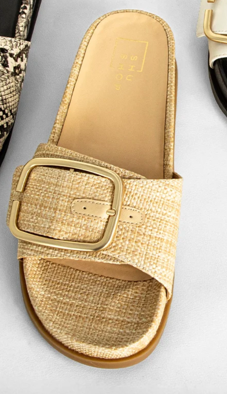 shu shop delphine sandle in raffia