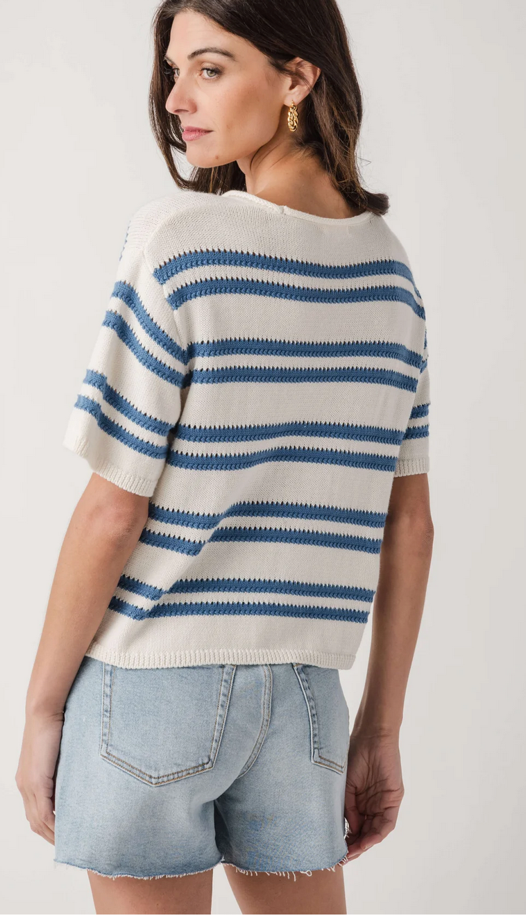 z supply prado stripe sweater tee in lake blue