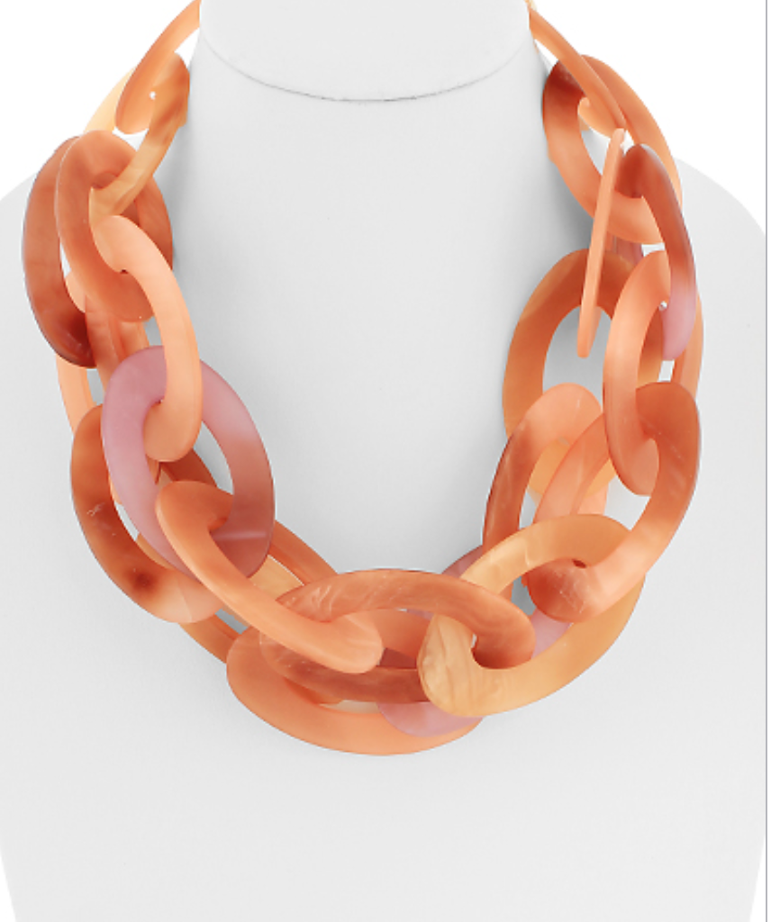 Celluloid Two Layered Oval Link Necklace
