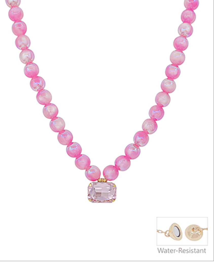 Candy Bead & Stone Pendant Necklace