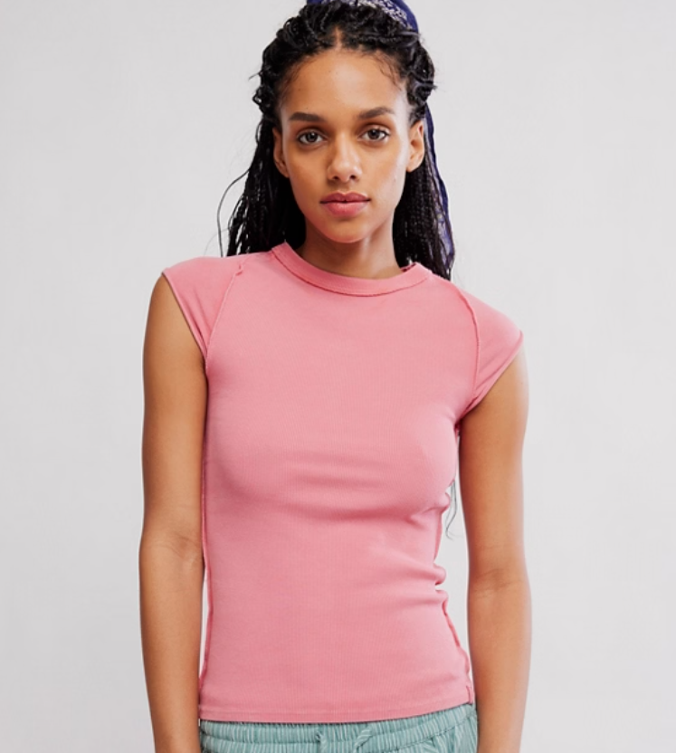 free people ever had tee in strawberry rhubarb