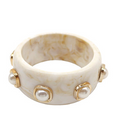wide and dome pearl station bangle