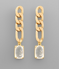 rectangle glass chain earrings