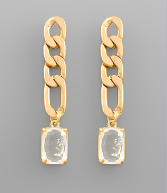 rectangle glass chain earrings