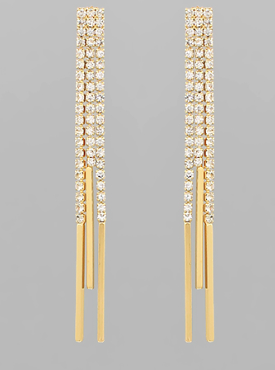 crystal chain bar drop earrings