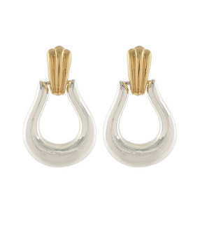horsebit earrings in two tone