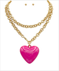 bubble heart necklace in pink